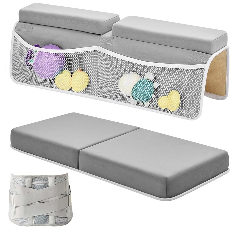 IFNOW Baby Bath Kneeler and Elbow Rest Pad Set- 26'' Extra Long and 2.4'' Thick- with Back Brace，Quick Dry Kneeling Pad for Bathing Baby with Knee & Arm Support, Non-Slip Bathtub Mat with Organizer - Image 1